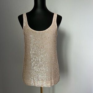 J. Crew Sequin Drizzle Tank Top in Pearl Beechwood nude